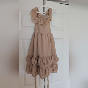 Elegant Champagne Ruffle Kids Dress